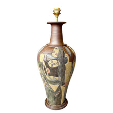Afbeelding in Gallery-weergave laden, Vintage XXL bewerkte terracotta lamp, Frankrijk 1960s