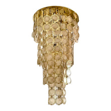 Afbeelding in Gallery-weergave laden, Vintage schelpen kroonluchter met messing ringen, Italië 1970s