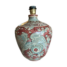 Afbeelding in Gallery-weergave laden, Zeer unieke handgeschilderde keramische set lampen/zuilen van Biagioli Gubbio, Italië 1970s