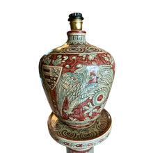 Afbeelding in Gallery-weergave laden, Zeer unieke handgeschilderde keramische set lampen/zuilen van Biagioli Gubbio, Italië 1970s