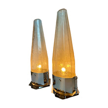 Afbeelding in Gallery-weergave laden, Vintage Set Art Deco stijl Glazen en Chromen Tafellampen, Italië 1970/80s