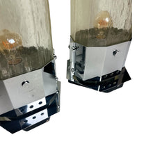 Afbeelding in Gallery-weergave laden, Vintage Set Art Deco stijl Glazen en Chromen Tafellampen, Italië 1970/80s