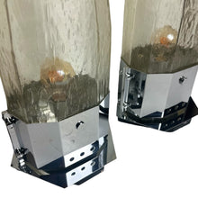 Afbeelding in Gallery-weergave laden, Vintage Set Art Deco stijl Glazen en Chromen Tafellampen, Italië 1970/80s