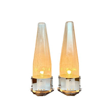 Afbeelding in Gallery-weergave laden, Vintage Set Art Deco stijl Glazen en Chromen Tafellampen, Italië 1970/80s