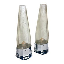 Afbeelding in Gallery-weergave laden, Vintage Set Art Deco stijl Glazen en Chromen Tafellampen, Italië 1970/80s