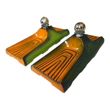 Load image into Gallery viewer, Vintage Set Keramische Wandlampen Licht Oranje & Groen Hustadt Leuchten, Duitsland 1960