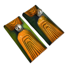 Load image into Gallery viewer, Vintage Set Keramische Wandlampen Licht Oranje & Groen Hustadt Leuchten, Duitsland 1960