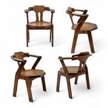 Afbeelding in Gallery-weergave laden, Set van 6 brutalistische eikenhouten armstoelen, 1970s stijliconen