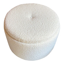 Afbeelding in Gallery-weergave laden, XXL Verrijdbare vintage ronde poef nieuw gestoffeerd, Nederland1970s