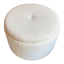 Afbeelding in Gallery-weergave laden, XXL Verrijdbare vintage ronde poef nieuw gestoffeerd, Nederland1970s