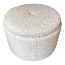 Afbeelding in Gallery-weergave laden, XXL Verrijdbare vintage ronde poef nieuw gestoffeerd, Nederland1970s