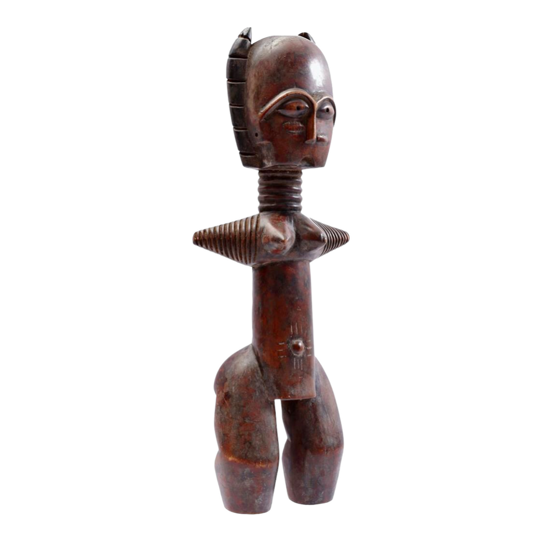 Houten ceremonieel beeld van een vrouw, Fante Doll, Afrika ca. 1950, Ghana