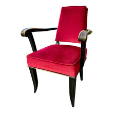 Afbeelding in Gallery-weergave laden, Art Deco Fauteuil in Rood Fluweel toegeschreven aan Andre Arbus, Frankrijk 1920s
