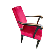 Afbeelding in Gallery-weergave laden, Art Deco Fauteuil in Rood Fluweel toegeschreven aan Andre Arbus, Frankrijk 1920s
