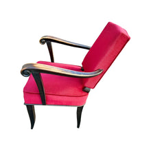 Afbeelding in Gallery-weergave laden, Art Deco Fauteuil in Rood Fluweel toegeschreven aan Andre Arbus, Frankrijk 1920s
