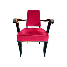 Afbeelding in Gallery-weergave laden, Art Deco Fauteuil in Rood Fluweel toegeschreven aan Andre Arbus, Frankrijk 1920s
