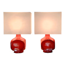 Load image into Gallery viewer, Set vintage oranje keramieken tafellampen, 1970s
