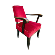 Afbeelding in Gallery-weergave laden, Art Deco Fauteuil in Rood Fluweel toegeschreven aan Andre Arbus, Frankrijk 1920s
