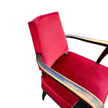 Afbeelding in Gallery-weergave laden, Art Deco Fauteuil in Rood Fluweel toegeschreven aan Andre Arbus, Frankrijk 1920s
