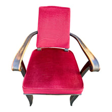 Afbeelding in Gallery-weergave laden, Art Deco Fauteuil in Rood Fluweel toegeschreven aan Andre Arbus, Frankrijk 1920s
