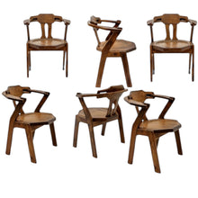 Afbeelding in Gallery-weergave laden, Set van 6 brutalistische eikenhouten armstoelen, 1970s stijliconen
