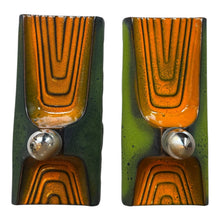 Load image into Gallery viewer, Vintage Set Keramische Wandlampen Licht Oranje &amp; Groen Hustadt Leuchten, Duitsland 1960
