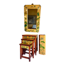Load image into Gallery viewer, Vintage Houten Chinese Spiegel, Mimi Set en Paraplubak, China 1970s

