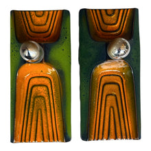 Load image into Gallery viewer, Vintage Set Keramische Wandlampen Licht Oranje &amp; Groen Hustadt Leuchten, Duitsland 1960
