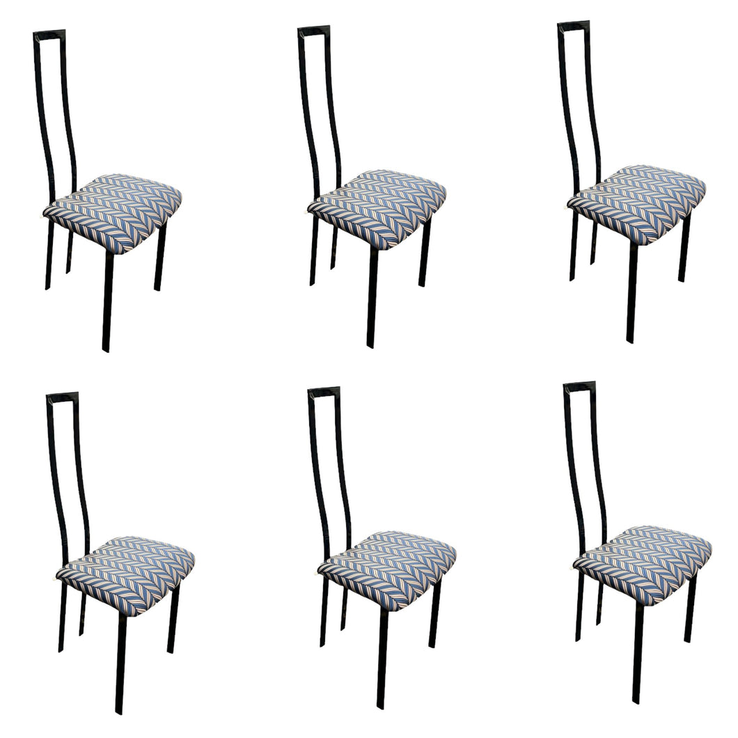 Set van 6 postmodern zwart metalen eetkamer stoelen van Cattelan Italia, ca. 1980s